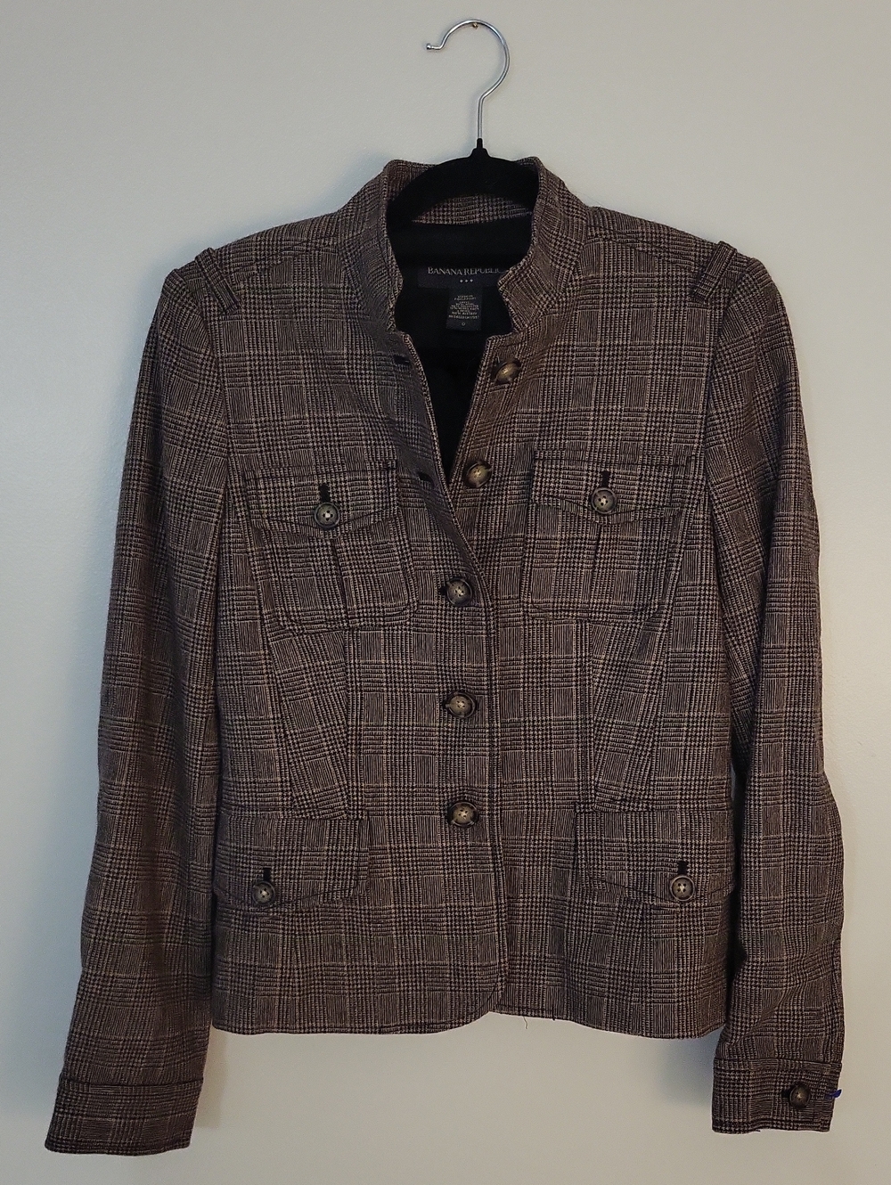 Banana Republic Brown Plaid Button-Front Blazer
